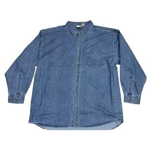 Most Wanted Jean Denim Button Down‎ Men's Size 3XL Classic Collar Pocket Vintage